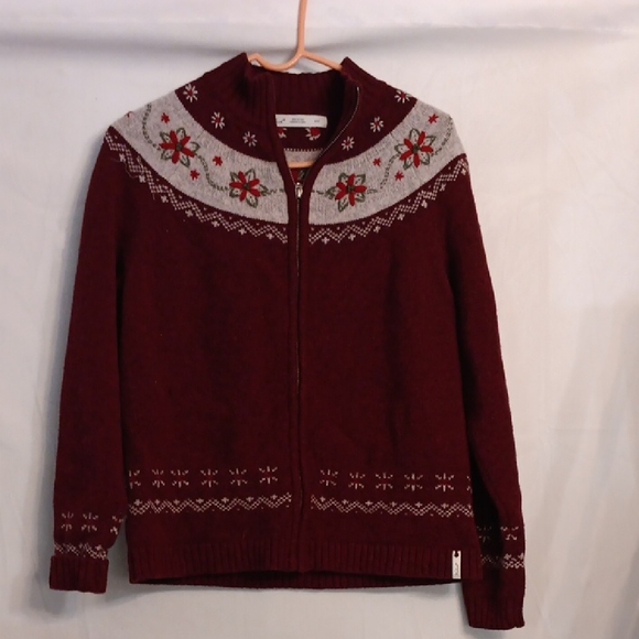 Woolrich Burgundy Nordic Knit Sweater Size Medium - Picture 1 of 8